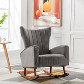 Wooden Twist Velvet Accent Rocking Chair (Grey) - Wooden Twist UAE